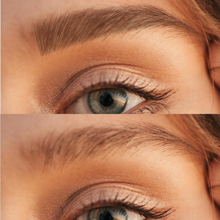avant/après application du stylo à sourcil